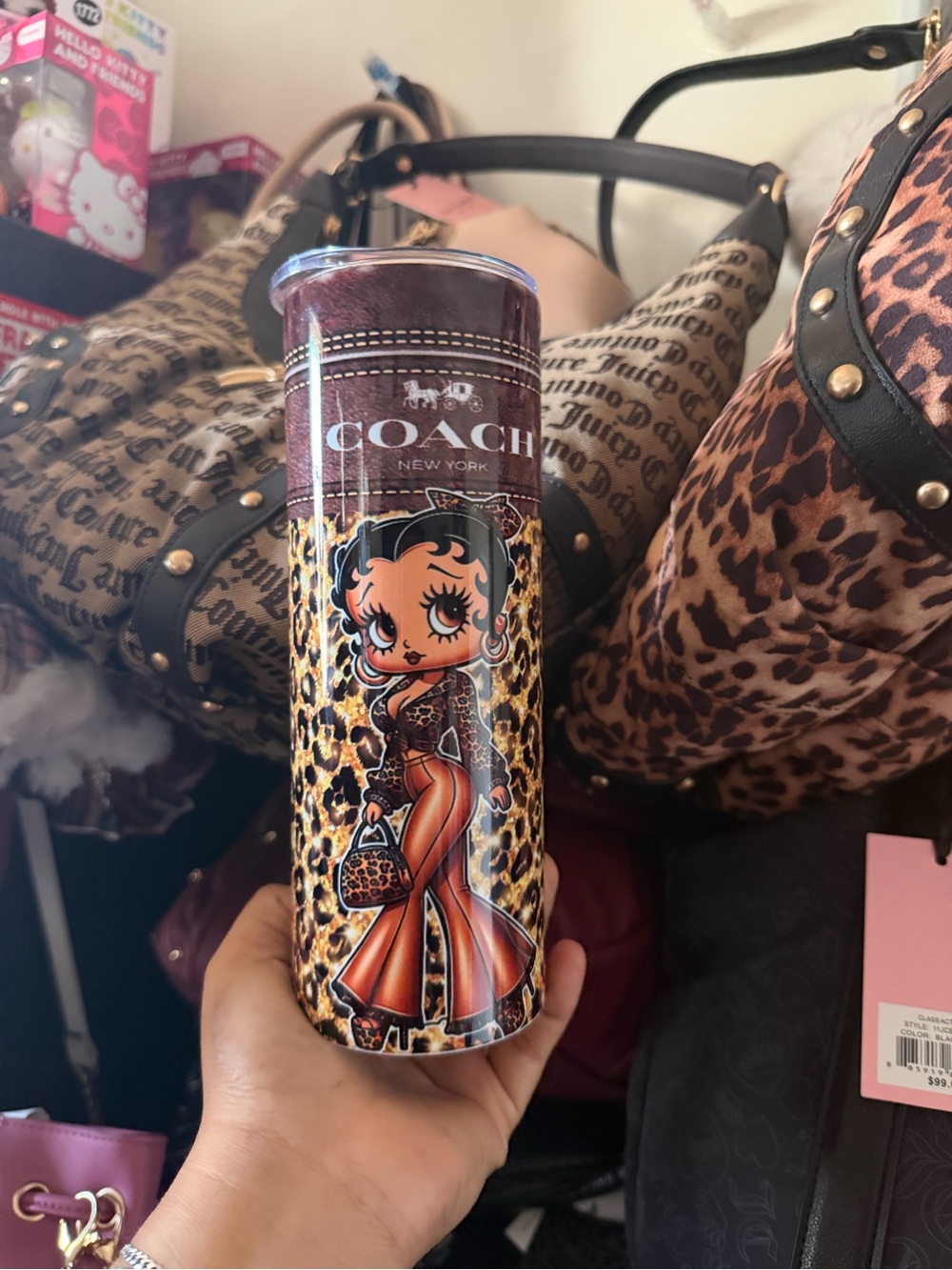 Coach Leopard Print Betty Boop Insulated Tumbler - Brown, Tan, Black